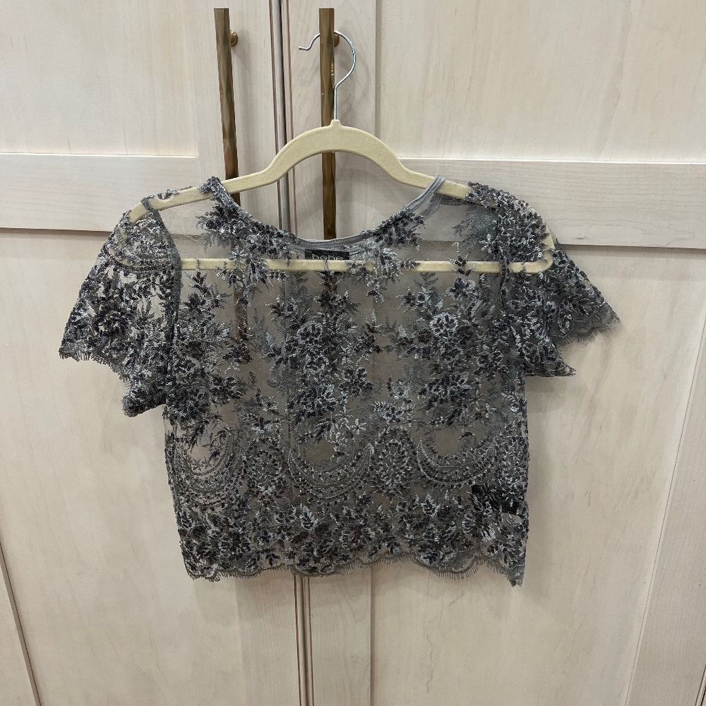 Sheer sequin crop top